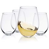 JoyJolt Spirits Stemless Şarap Kadehi Kırmızı veya Beyaz Şarap için (4'lü Set) -538 ml