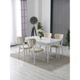 JoyMassa 70X110 Sabit Masa ve 4 Adet Elma Sandalye - Beyaz