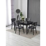JoyMassa 70X110 Sabit Masa ve 4 Adet Elma Sandalye - Siyah