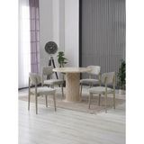 JoyMassa Arel Bohem 90X90 Mebran Masa / 4 Polo Sandalye Takım - Gri