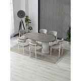 JoyMassa AURA BOHEM MASA TAKIMI 90X180 MDF MASA VE 6 ADET POLO SANDALYE - Gri - Beyaz