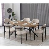 JoyMassa Luna Arya Yemek Masası Takımı / 6 Kişilik Mdf Masa & Polo Sandalye Takımı - Ahşap - Siyah - 90X170