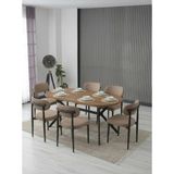 JoyMassa Luna Arya Yemek Masası Takımı / 6 Kişilik Mdf Masa & Polo Sandalye Takımı - Barok - 90x180