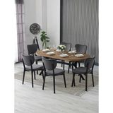 JoyMassa Nova Mdf Yemek Masası Takımı (6 Adet Elma Sandalye/ 90X180 cm Yemek Masası) - Barok