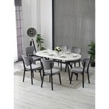 JoyMassa Nova Mdf Yemek Masası Takımı (6 Adet Elma Sandalye/ 90X180 cm Yemek Masası) - Beyaz