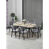 JoyMassa Nova Mdf Yemek Masası Takımı (6 Adet Elma Sandalye/ 90X180 cm Yemek Masası) - Traverten