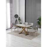 JoyMassa Venoxa 70X110 Mdf Masa / 4 Polo Sandalyeli Masa Takımı - Gri Mermer