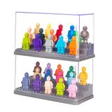 JOYMOMO 2'li Paket Minifigür Vitrin Akrilik Mini Figürler Aksiyon Figürleri Blokları için Depolama Çıkarılabilir Teşhir Kutusu (Minifigürler Dahil Değildir) (Gri)