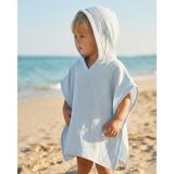 Joyous Mom & Kids 2 Katlı Organik Muslin Kapüşonlu Panço – Bebek ve Çocuklar Için %100 Pamuk Plaj ve Banyo Havlusu - 0 - 2 Yaş - Mavi
