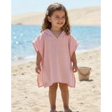 Joyous Mom & Kids 2 Katlı Organik Muslin Kapüşonlu Panço – Bebek ve Çocuklar Için %100 Pamuk Plaj ve Banyo Havlusu - 2 - 4 Yaş - Pembe