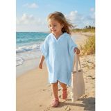 Joyous Mom Kids 4 Katlı Organik Muslin Bebek ve Çocuk Kapüşonlu Plaj Pançosu Banyo Havlu %100 Pamuk - Mavi