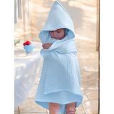 Joyous Mom Kids Dört Katlı Müslin Bebek Çocuk Havlu Kundak Banyo Havlusu Pamuk Plaj Havlusu Panço 4 Katlı - Mavi - 0 - 3 Yaş
