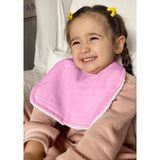 Joyous Mom Kids Pamuklu Sıvı Geçirmez Mama Önlüğü Bürümcük-Havlu Çift Yönlü Kullanım Önlük - Beyaz - Pembe - Standart