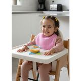 Joyous Mom Kids Pamuklu Sıvı Geçirmez Mama Önlüğü Bürümcük-Havlu Çift Yönlü Kullanım Önlük - Pembe - Krem - Standart