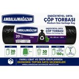Joypack 55 X 60 Cm 20 Adet Endüstriyel Orta Boy Çöp Torbası 30 Litre Çöp Poşeti