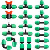 JOYPRO 1/2 İnç Boru (0.6-0.64 "OD), 21 Adet 1/2 "Damla Hattı Parçaları Damlama Sistemleri için Konnektörler - 5 Kaplin, 5 Tees, 2 Anahtar Vana, 3 Dikenli T Konnektörler, 4 Uç Kapağı, 2 Dirsek