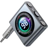 JOYROOM Bluetooth 5.3 Transmitter and Receiver 2 in 1 [LED Screen & Enhanced Dual Mics] Wireless Audio Adapter for Car/TV/Home Stereo/Headphone/Speaker/Airplane/Boat/Gym, AUX Bluetooth Adapter