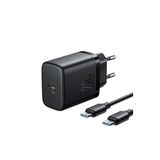 Joyroom Iphone 15 Ve 16 Serileri Ile Uyumlu Hızlı Şarj 25W Usb-C Adaptör Ve Kablo Şarj Seti Siyah