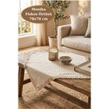 Joyrose Monika | Vintage Püsküllü %100 Pamuklu Ham Buldan Bezi Fiskos Örtüsü 70x70 cm