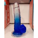 JOYTOY Çift Renkli Jel Dildo, Mavi -Beyaz Jel Takma Penis 19 cm Takma Penis