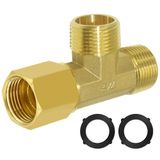 Joywayus Pirinç 3/4 "GHT Erkek x 3/4" GHT Erkek x 3/4" GHT Kadın Bahçe Hortumu Dişli Tee Şekilli 3 Yollu Konnektör Hortum Boru Bağlantı Adaptörü