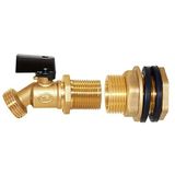 Joywayus Pirinç Su Konteyneri/Yağmur Fıçısı 3/4" Dişli Çeyrek Dönüş Küresel Vana ve 3/4" Dişiden 2,54 cm Erkek Dişli Bölme Bağlantı Su Tankı Konektörü, Bahçe Hortumu için Uygun