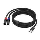 Jozzai USB A Çift XLR Erkek Ses Kablosu ve Sterro Güç Amplifikatör Kablosu (6.6FT/1 Paket) PC için Prefossional Karıştırıcı, Tablet, Dizüstü Bağlantı Amplifikatörü