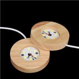 JRose Collections 2'li Paket Yuvarlak Ahşap LED Işık Tabanı - 6 cm Çaplı USB Destekli Teşhir Standı Kristal Top Mücevher Cam Reçine Sanat Vazo Akrilik