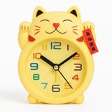 JRose Collections Sarı Şanslı Kedi Çalar Saat - Pilli, Kuvars Hareketi, Süpürme Hareketi Yok, Çocuk Odası Çocuk Odası için