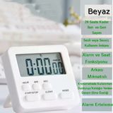Js-303 Mıknatıslı Kronometre 24 Saate Kadar İleri Ve Geri Sayım Özellikli + Alarm (Siyah - Beyaz)
