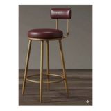 J&S QUALİTY Krom kaplama parlak Gold gövde, bordo deri 65 cm , montaj gerektirmez sandalye 90 cm masalar için