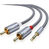 Jsaux 3.5mm Erkek To 2 Rca Erkek Stereo Audio Adapter Ses Kablosu Rca - 3,5 mm Aux Rca Kulaklık Jack Adaptörü Naylon Örgülü 1/8 - Rca Akıllı Telefonlar, Tabletler, Hoparlörler, Hdtv Uyumlu CM0008 Gri - 1 m