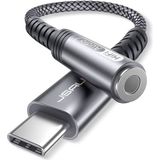 Jsaux Usb-C Type-C To 3,5 mm Kulaklık Jack Hifi Adaptörü USB C - Aux Ses Dönüştürücü Kulaklık Aparatı Kablosu Samsung Galaxy S23 S23+ S23 Ultra S22 S21 S20 Plus/ultra, iPad Pro, MacBook Uyumlu CM0011 - Koyu Gri