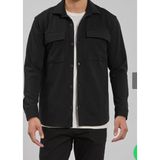 JSCO Erkek Çift Cep Kapaklı Full Likralı Double Face Sweat Gömlek - 2XL - Siyah