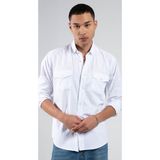 JSCO Erkek Çift Cep Kapaklı Slim Fit %100 Pamuk Gömlek - 2XL - 001-Beyaz