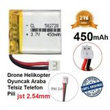 Jst 2.54Mm 450 Mah 3.7V Drone Helikopter Oyuncak Araba Telsiz Telefon Pili Sınekbıt11661