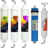 JSU Water Clean Uyumlu Kapalı Kasa RO Filtre Seti - Sediment, GAC, Blok Karbon, 80 GPD Membran, Post Karbon