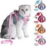 JSXD Kedi Koşum takımı, Tasma ve Yaka Seti,Yürüyüş için Kaçış Korumalı Yavru Kedi Yelek Koşum,Küçük Büyük Yavru Kedi için Yansıtıcı Kayış ve Bell ile Kolay Kontrol Gece Güvenli Pet Koşum,Köpek yavrusu