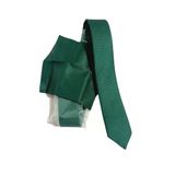 JTAW25KRV1672 MENDİLLİ İNCE KRAVAT%100 MİCROFİBER KOYU YEŞİL DÜZ JANTİ KRAVAT