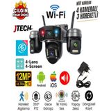 Jtech O-Kam OK-203PLUSW (3mp+3mp+3mp+3mp) 12MP Wi-Fi Polis Çakarlı 4 Kameralı 1 Ptz Akıllı Kamera - SD Kart Yok