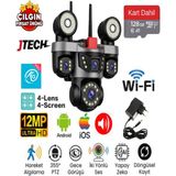 Jtech O-Kam OK-231 Premiumw (3mp+3mp+3mp+3mp) 12MP Wi-Fi 4 Lens Çakarlı Alert 1 Ptz Akıllı Kamera - 128gb SD Kart