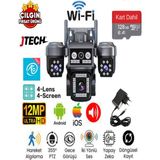 Jtech O-Kam OK-337 Premium 4g 12MP Sim Kartlı Solar Panelli Polis Çakarlı 4 Lens 1 Ptz Akıllı Kamera - 128gb SD Kart