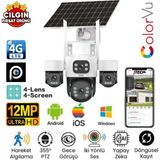 Jtech X-14 3mp+3mp+3mp+3mp 12MP Aov E-Sim 4g 2xsolar 4 Kameralı 1 Ptz Akıllı Kamera - SD Kart Yok