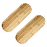 JTgugu 2 Adet Bambu Tepsi Oval 28 x 10 x 1 cm Bambu Altlık Oval Dekoratif Tepsiler Servis Tabağı Bambu Altlık Mutfak Tepsisi Ekmek Tatlı Bisküvi Çay Kahve Pasta için