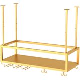 JTYMZYY Cam Tutuculu Duvara Monte Rustik Şarap Rafı, Ayarlanabilir Asma Bar Şarap Kadehi Rafı Tavan, Şişe Tutucu Raflar, Bar Kitche için Mükemmel (Boyut: 80x25 cm(32x10 inç))