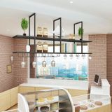 JTYMZYY Tavan Şarap Rafı ve Şarap Kadehi Tutacağı, Endüstriyel Retro Metal Şarap Kadehi Asma Rafı, Tavan Dekorasyonu Yüzer Raf Bar Kafe Mutfak için Mükemmel (Boyut: 80 x 30 x 80 cm)