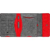 Ju Yaratıcı Tasarım Keçe Tablet Çantası Organizer Apple Samsung Hometech Asus Casper Lenovo Tüm Markalara Uyumlu - Antrasit - Kırmızı