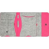 Ju Yaratıcı Tasarım Keçe Tablet Çantası Organizer Apple Samsung Hometech Asus Casper Lenovo Tüm Markalara Uyumlu - Gri - Pembe