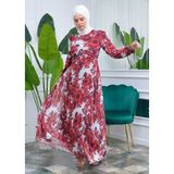 Jud Fashion Çiçekli Elbise - 48 - Kırmızı