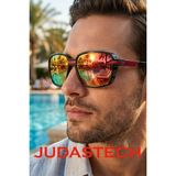 Judas L19 Polarize Sürüş Spor Aktivite Unisex Güneş Gözlüğü - Siyah - Kırmızı